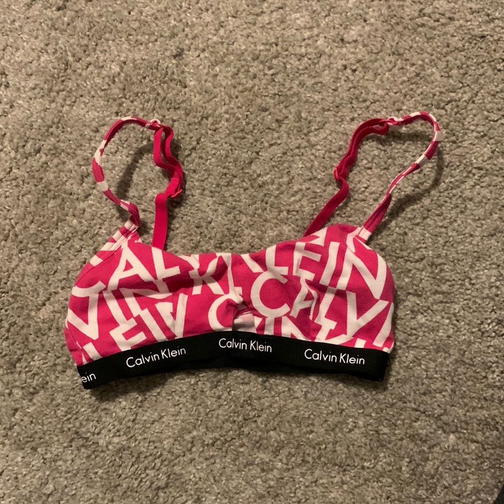 Pink Calvin Klein sports bra
